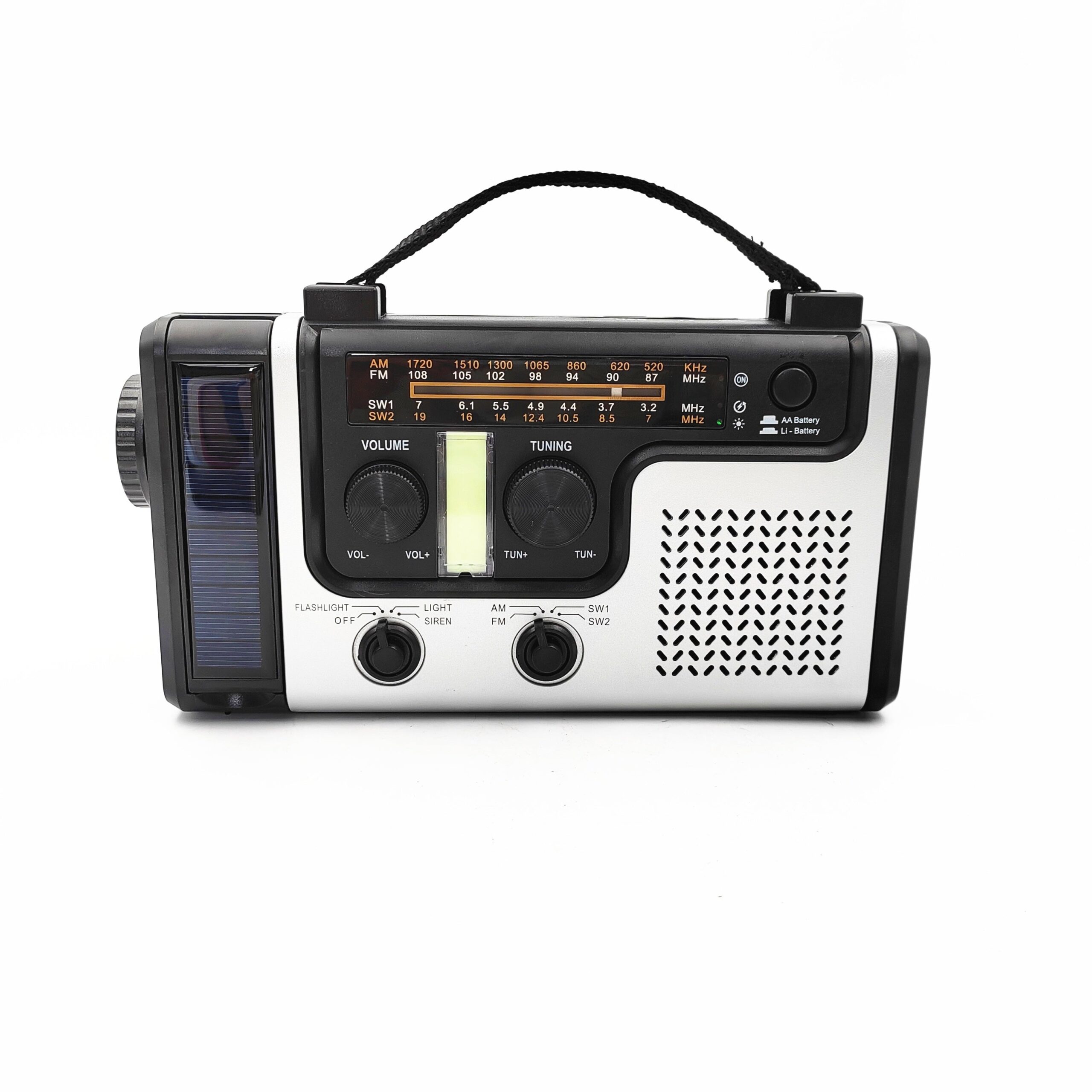 multi band solar emergency radio with flashlight